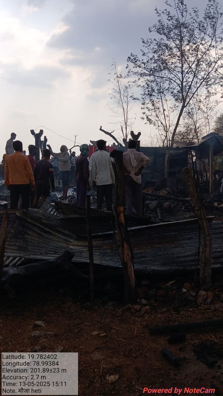 हेटी येथील गुराच्या गोठ्याला आग